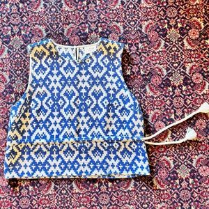 Sezane Darlene Blouse Geo Blue Jacquard - Size 12